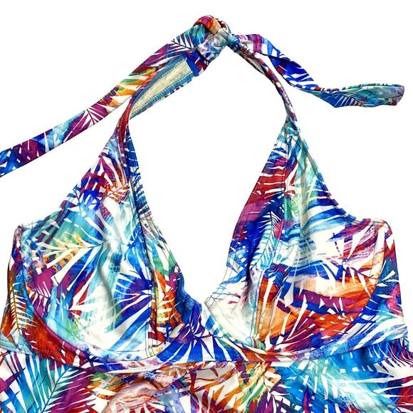 Island Palms Halter Tankini Top by SUNSETS Size 34DD - Picture 4 of 10